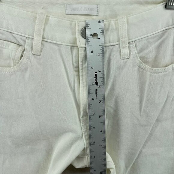 Uniqlo Jeans Women's Sz 28 White Mid Rise Slim Straight Stretch Skinny Denim - Picture 4 of 12